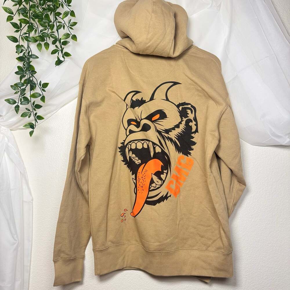 Gas Monkey Garage Men's Tan Pullover Hoodie with Monkey Graphic